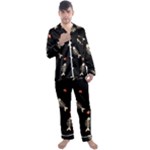 Pattern Design Seamless Fishbone Men s Long Sleeve Satin Pajamas Set