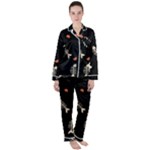 Pattern Design Seamless Fishbone Women s Long Sleeve Satin Pajamas Set