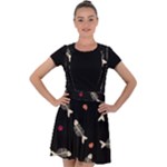 Pattern Design Seamless Fishbone Velvet Suspender Skater Skirt