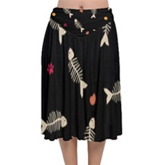 Velvet Flared Midi Skirt 
