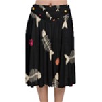Pattern Design Seamless Fishbone Velvet Flared Midi Skirt