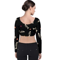 Velvet Long Sleeve Crop Top 