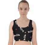 Pattern Design Seamless Fishbone Velvet Racer Back Crop Top