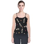 Pattern Design Seamless Fishbone Velvet Spaghetti Strap Top