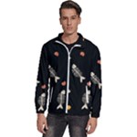 Pattern Design Seamless Fishbone Men s High Neck Windbreaker