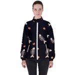 Pattern Design Seamless Fishbone Women s High Neck Windbreaker