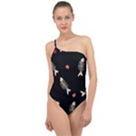 Pattern Design Seamless Fishbone Classic One Shoulder Swimsuit