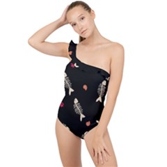 Frilly One Shoulder Swimsuit 