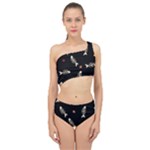 Pattern Design Seamless Fishbone Spliced Up Two Piece Swimsuit