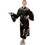 Pattern Design Seamless Fishbone Maxi Velvet Kimono