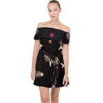 Pattern Design Seamless Fishbone Off Shoulder Chiffon Dress