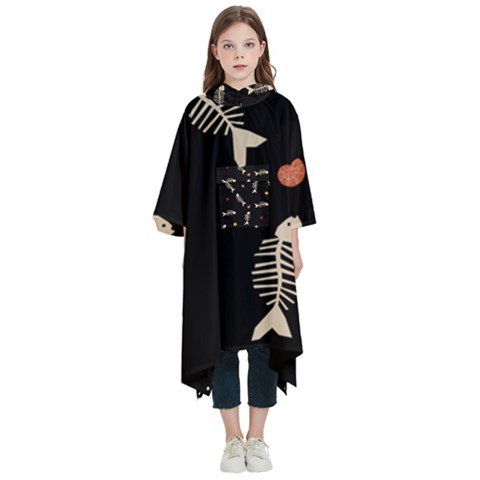 Pattern Design Seamless Fishbone Kids  Hooded Rain Ponchos from ArtsNow.com