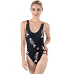 Pattern Design Seamless Fishbone High Leg Strappy Swimsuit