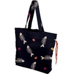 Pattern Design Seamless Fishbone Drawstring Tote Bag
