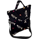 Pattern Design Seamless Fishbone Fold Over Handle Tote Bag