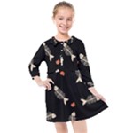 Pattern Design Seamless Fishbone Kids  Quarter Sleeve Shirt Dress