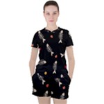 Pattern Design Seamless Fishbone Women s T-Shirt and Shorts Set