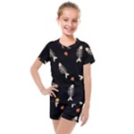 Pattern Design Seamless Fishbone Kids  Mesh T-Shirt and Shorts Set