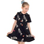 Pattern Design Seamless Fishbone Kids  Short Sleeve Shirt Dress