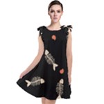 Pattern Design Seamless Fishbone Tie Up Tunic Dress
