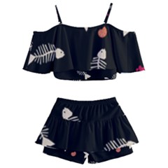 Kids  Off Shoulder Skirt Bikini 
