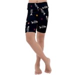 Pattern Design Seamless Fishbone Kids  Lightweight Velour Cropped Yoga Leggings