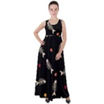 Pattern Design Seamless Fishbone Empire Waist Velour Maxi Dress