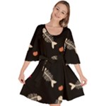 Pattern Design Seamless Fishbone Velour Kimono Dress