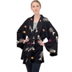 Pattern Design Seamless Fishbone Long Sleeve Velvet Kimono 