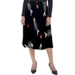 Pattern Design Seamless Fishbone Classic Velour Midi Skirt 