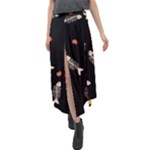 Pattern Design Seamless Fishbone Velour Split Maxi Skirt