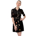 Pattern Design Seamless Fishbone Belted Shirt Dress