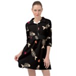 Pattern Design Seamless Fishbone Mini Skater Shirt Dress