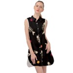 Pattern Design Seamless Fishbone Sleeveless Shirt Dress