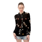 Pattern Design Seamless Fishbone Long Sleeve Chiffon Shirt