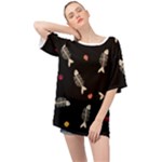 Pattern Design Seamless Fishbone Oversized Chiffon Top