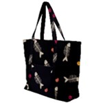 Pattern Design Seamless Fishbone Zip Up Canvas Bag