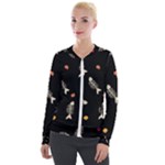 Pattern Design Seamless Fishbone Velvet Zip Up Jacket
