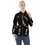 Pattern Design Seamless Fishbone Women s Long Sleeve Pocket Shirt