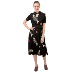 Keyhole Neckline Chiffon Dress 