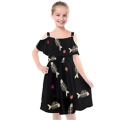Kids  Cut Out Shoulders Chiffon Dress 