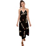 Pattern Design Seamless Fishbone Halter Tie Back Dress 