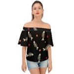 Pattern Design Seamless Fishbone Off Shoulder Short Sleeve Top