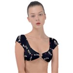 Pattern Design Seamless Fishbone Cap Sleeve Ring Bikini Top