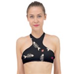 Pattern Design Seamless Fishbone High Neck Bikini Top