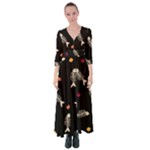Pattern Design Seamless Fishbone Button Up Maxi Dress