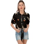 Pattern Design Seamless Fishbone Tie Front Shirt 
