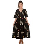 Pattern Design Seamless Fishbone Kimono Sleeve Boho Dress