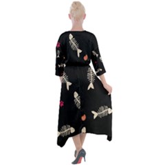 Quarter Sleeve Wrap Front Maxi Dress 