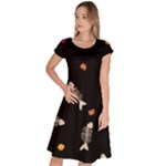 Pattern Design Seamless Fishbone Classic Short Sleeve Dress